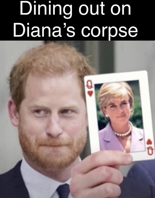 BeeWilde2's tweet photo. @TandCmag How do you know that Prince Harry and Meghan Markle step out in Princess Diana's "butterfly earrings" &amp; not knock-offs?

The Sussexes are vulgarity personified--#DumbPrince, druggie &amp; toga-ed #YachtGirl w/filthy hair?😅🤡🤣

#PrinceHarry #Megxit #MeghanMarkle 

#PrincessDiana https://t.co/mIlJolf2u1