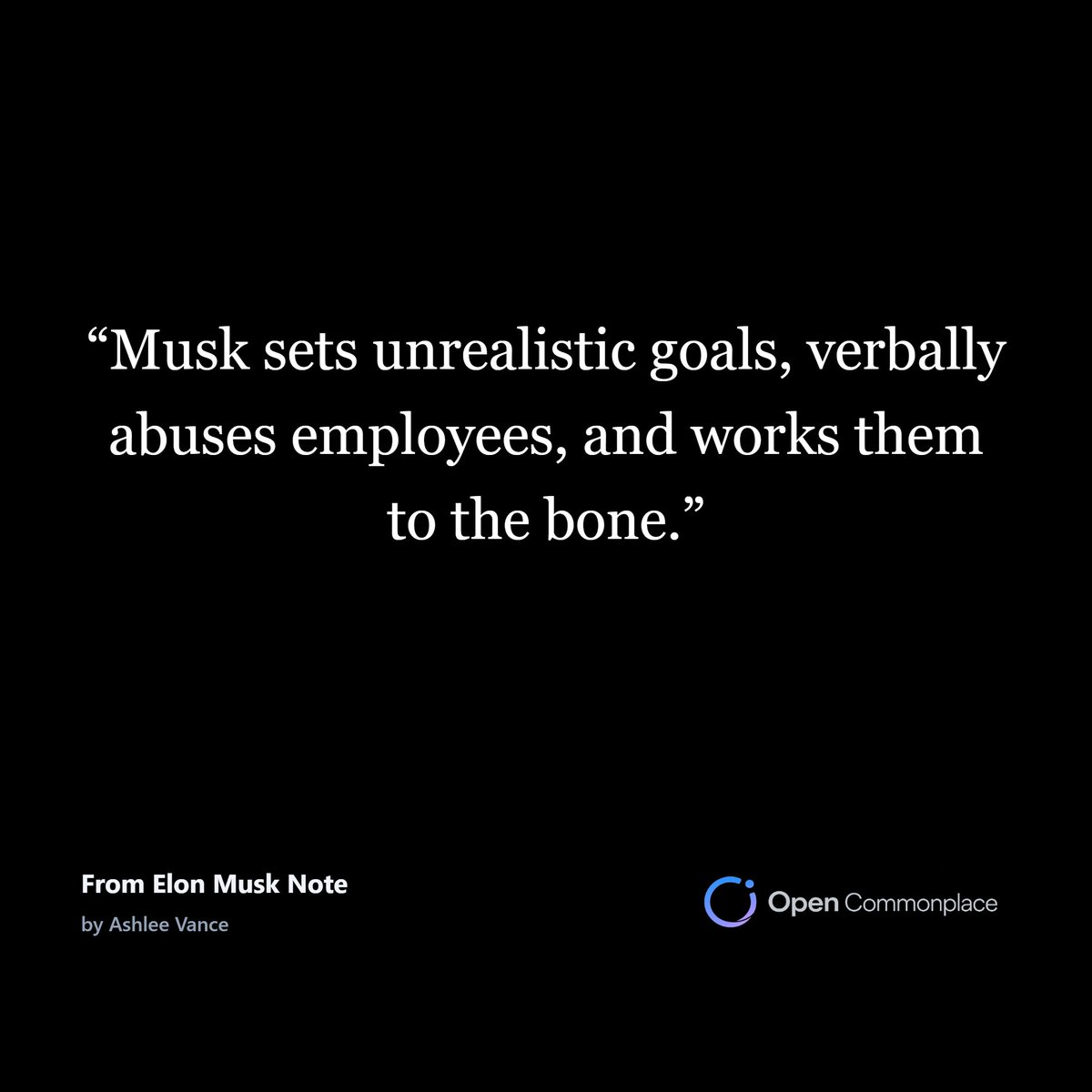 opencommonplace's tweet photo. Key notes from @ashleevance's biography of @elonmusk  are now live on @opencommonplace.

Skip the 400+ pages. Explore the ideas, lessons, and insights worth remembering.

Read them here: https://t.co/JrqpWl4HKM https://t.co/kZmfjU1CyC