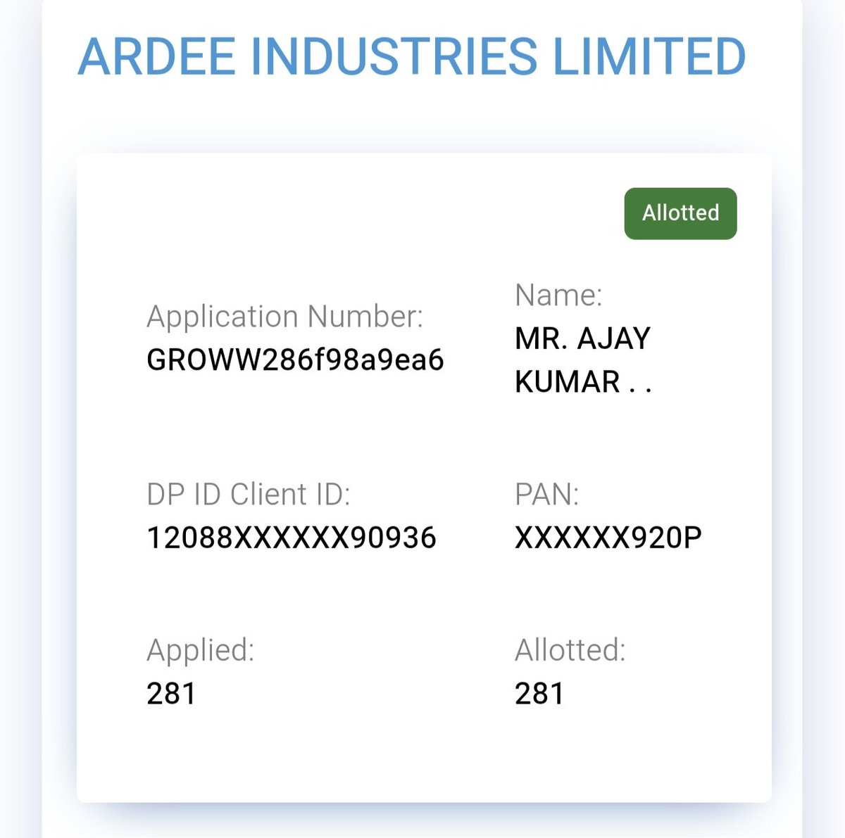 OvindSingh_01's tweet photo. So how much % can we get in Ardee tomorrow?
#Ardee
#IPO https://t.co/AJQ0QjiGZS