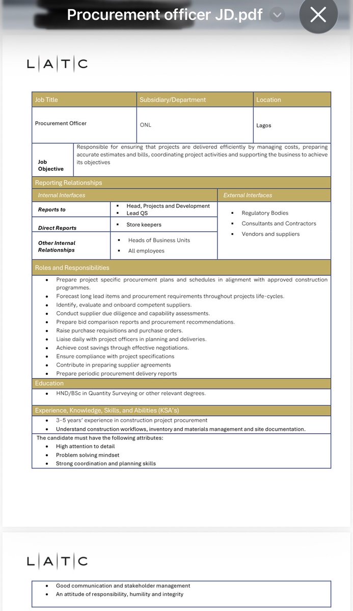 Emmlaw's tweet photo. Urgent Vacancy: Procurement Officer

Olamide https://t.co/R4IYpeWlzc