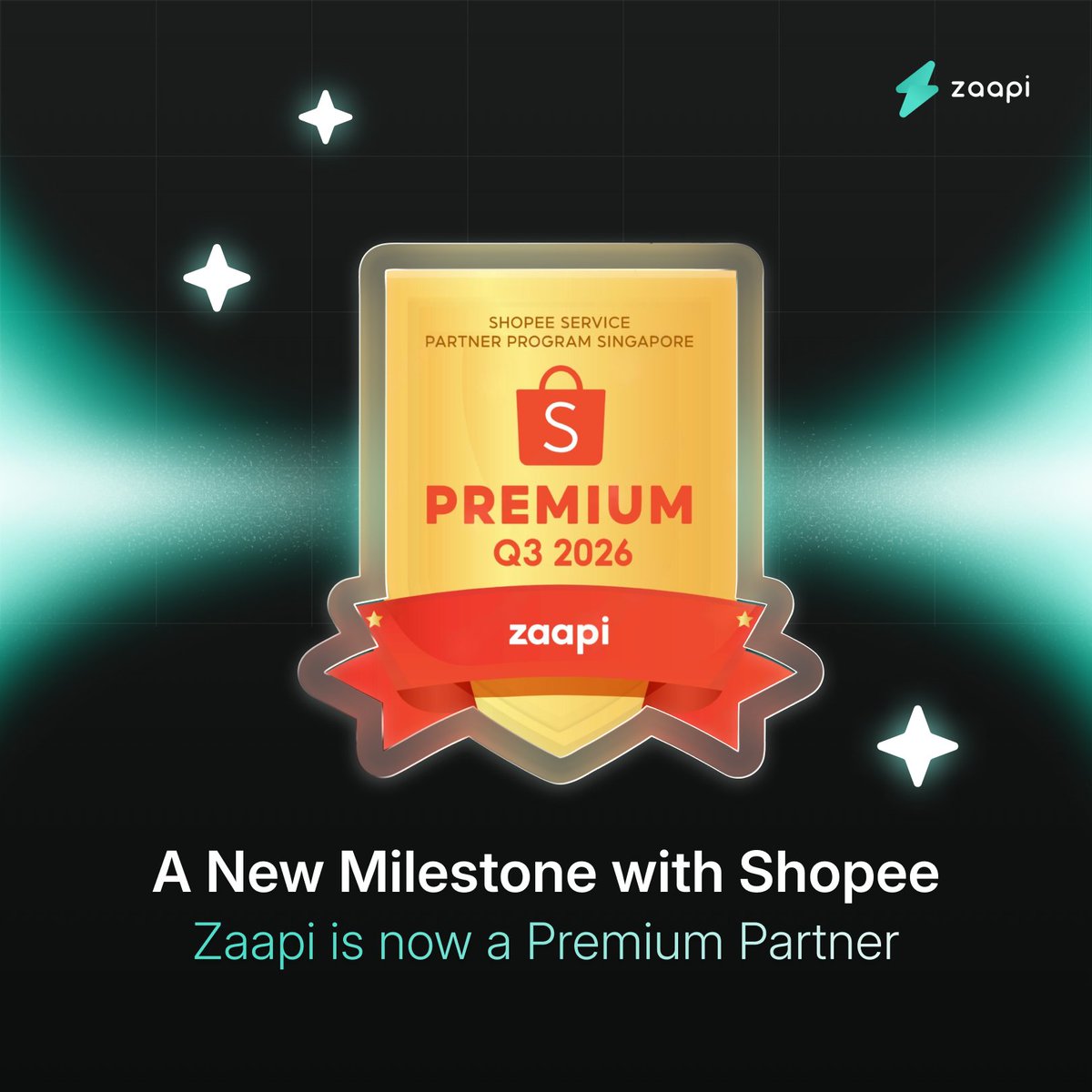 Zaapi_Official's tweet photo. 🏆 Zaapi is officially a Shopee Premium Partner for Q3 2026 — Shopee’s highest partner tier.

🛍️ 4M+ orders processed monthly
📈 $1B+ estimated annual GMV

A proud milestone as we help eCommerce SMBs across Southeast Asia grow. https://t.co/rUh1aTZtaj