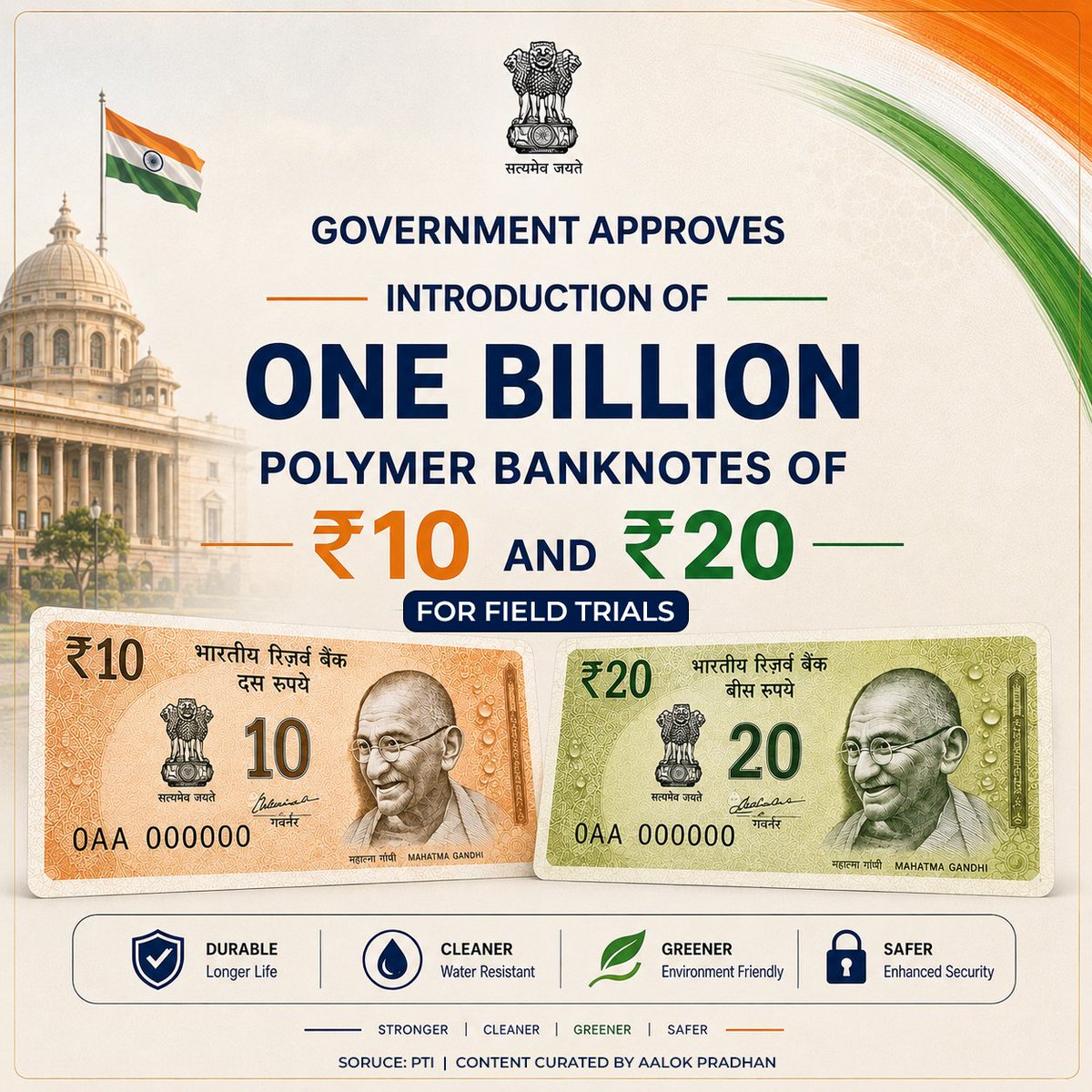 Aalok_Pradhan's tweet photo. Big step towards modernising India’s currency! 🇮🇳

#India #IndianCurrency #PolymerBanknotes #RBI #CurrencyReform #DigitalIndia #MakeInIndia #EconomicReforms https://t.co/I08QguHbmK