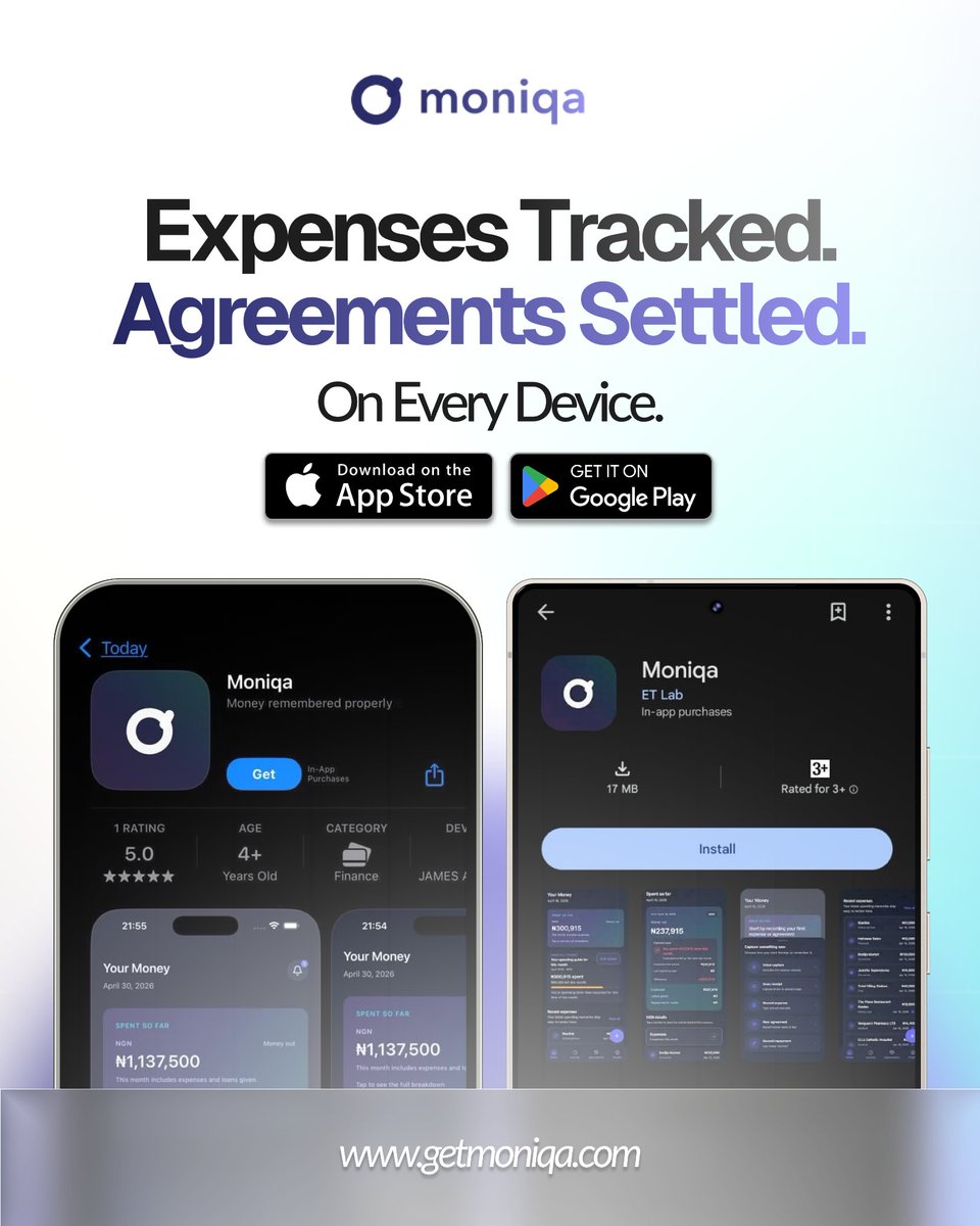 getmoniqa's tweet photo. You asked, we built it. Track expenses and settle shared agreements with all your friends, from any device. Moniqa is now live on iOS and Android (Beta).

#moniqa #expensetracker #personalfinance #fintech https://t.co/qBuYjS5el8