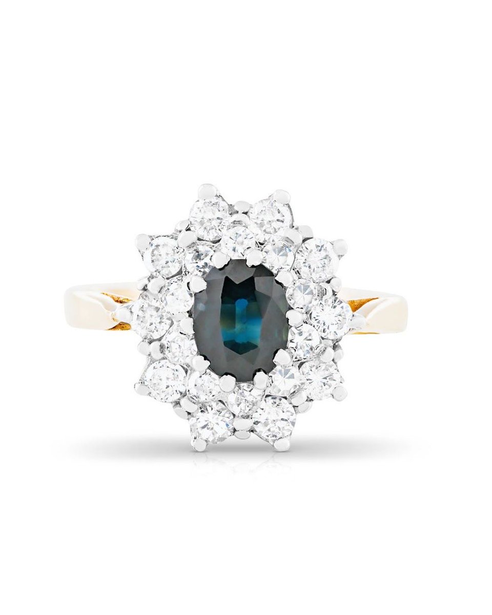 shopprestigelux's tweet photo. Sapphire And Diamond Yellow Gold Halo Ring — 0.70ct sapphires, 0.60ct diamonds. Shop now: https://t.co/90BAAQRi2g | SKU: STK028548 #shopprestige #prelovedluxury https://t.co/z8QBRbI42Q