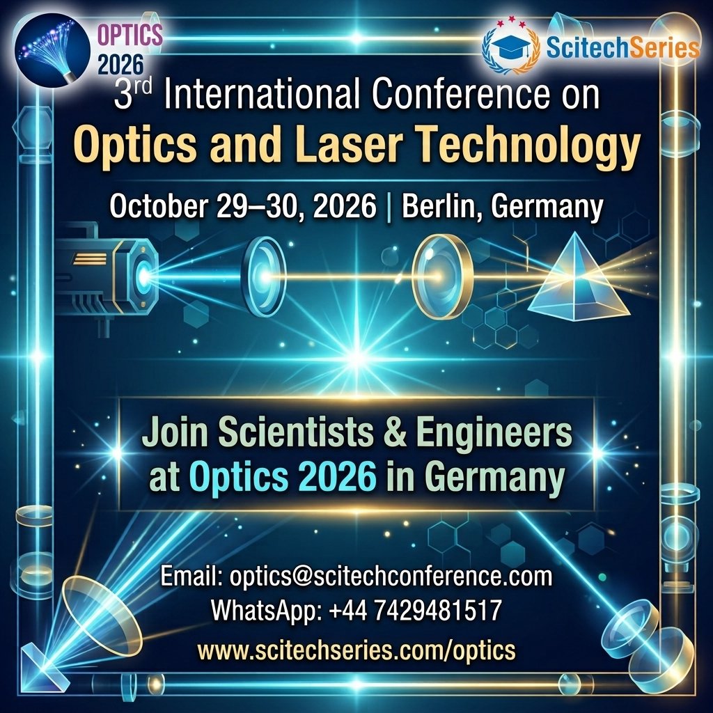 SoniaEdwin92004's tweet photo. Join the Global Optics Community at Optics 2026 | 29โ30 October 2026 | Berlin, Germany ๐https://t.co/Z6dr307oOe #Optics2026 #Optics #LaserTechnology #Photonics #OpticalEngineering #QuantumOptics #BiomedicalOptics #LaserPhysics #ScientificConference @ScitechSeries https://t.co/UYALYfEfgn