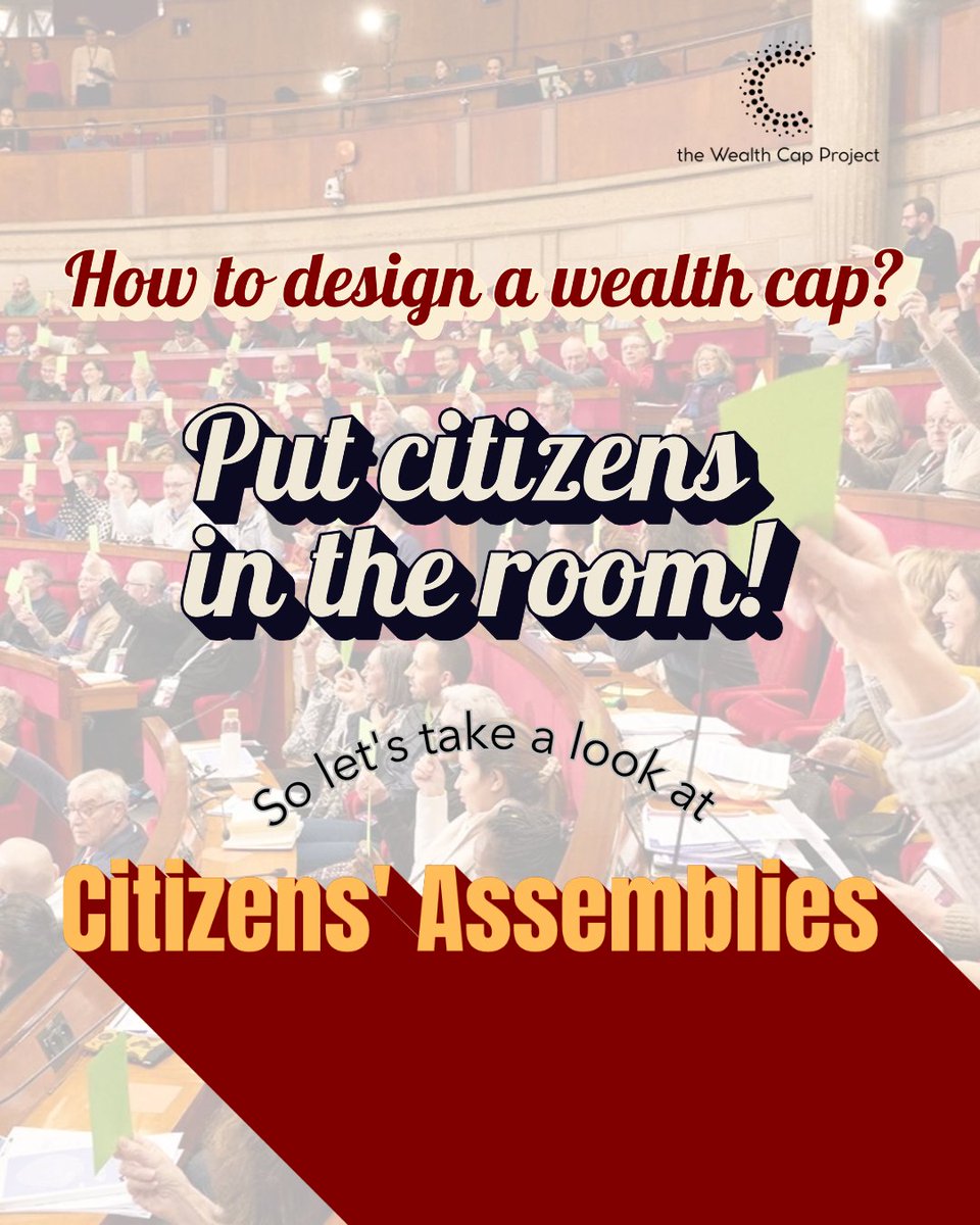 wealthcaproject's tweet photo. Designing a wealth cap is about democracy💪 

That’s  why we’re promoting citizens’ assemblies, bringing together a  representative group of people to learn, deliberate and develop  recommendations for policymakers regarding a cap on extreme wealth📚

Stay tuned! https://t.co/kAvJAlwU4S