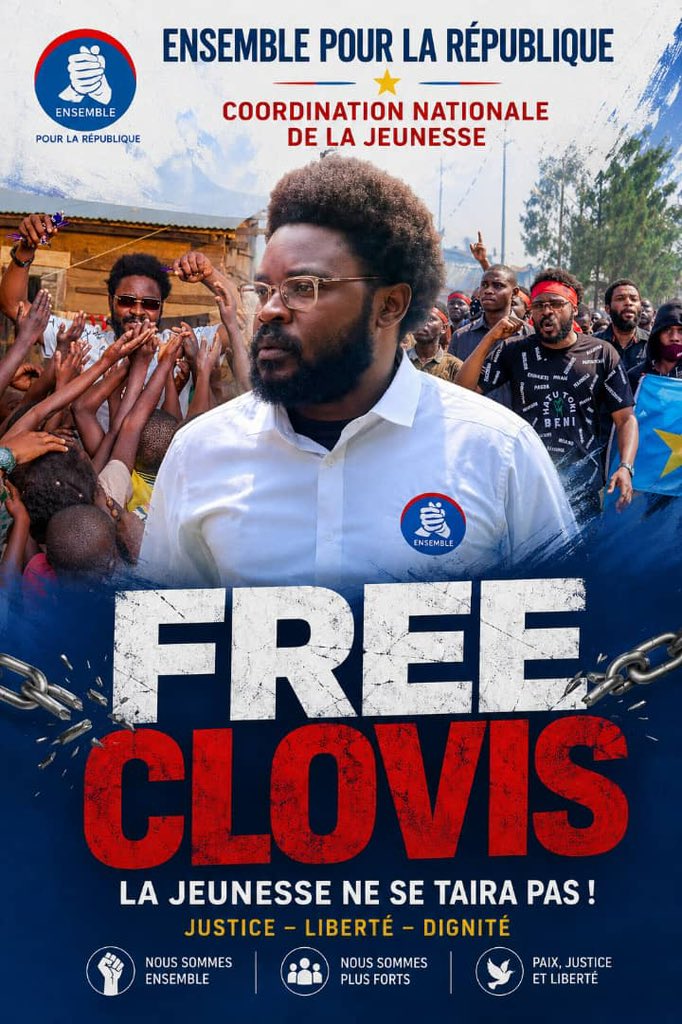 mukinti's tweet photo. 🇨🇩Alors que la santé du leader d’opinion, de la jeunesse @Ensemble_MK , Nord-Kivu 2 , Clovis MUTSUVA, est dans un état critique, il vient d'être transféré à la prison centrale de Kangbayi, après avoir passé 3 semaines à l’auditorat militaire, dans des conditions inhumaines👇🏼#JER. https://t.co/EBfEJAX3Cb