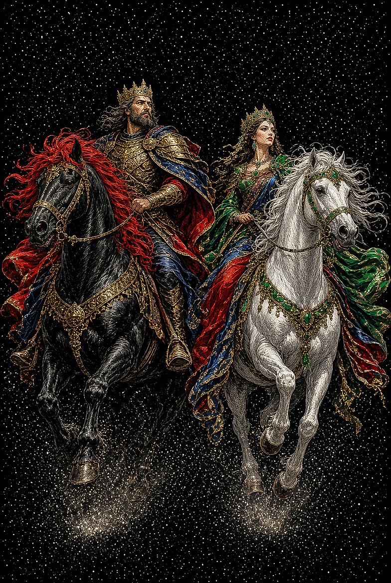 AiAlpha49697's tweet photo. Crimson Stallion &amp; The Emerald Mare 💫
Made with @grok image 2.0💫 https://t.co/zWKgmczF0W