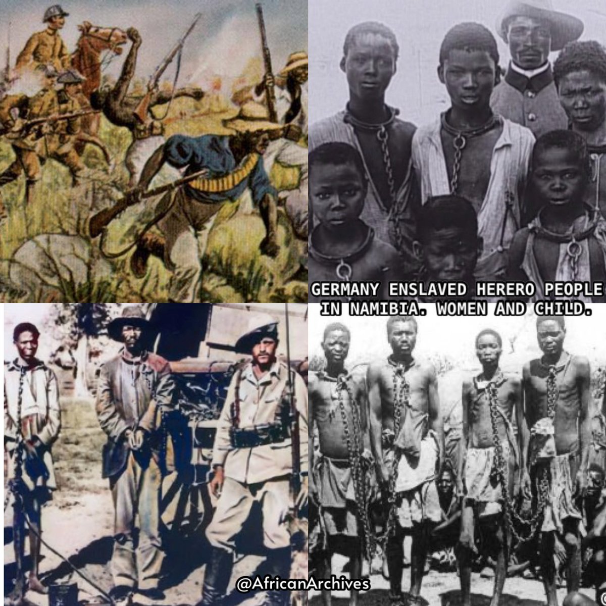 AfricanArchives's tweet photo. On this day in 1904, The Battle of Waterberg known as the Herero and Namaqua Genocide, occured between the Herero people and German imperialists in German Southwest Africa (present-day Namibia), following the Germans occupation to steal their land and resources.

A THREAD https://t.co/IHZ1lwbnM9
