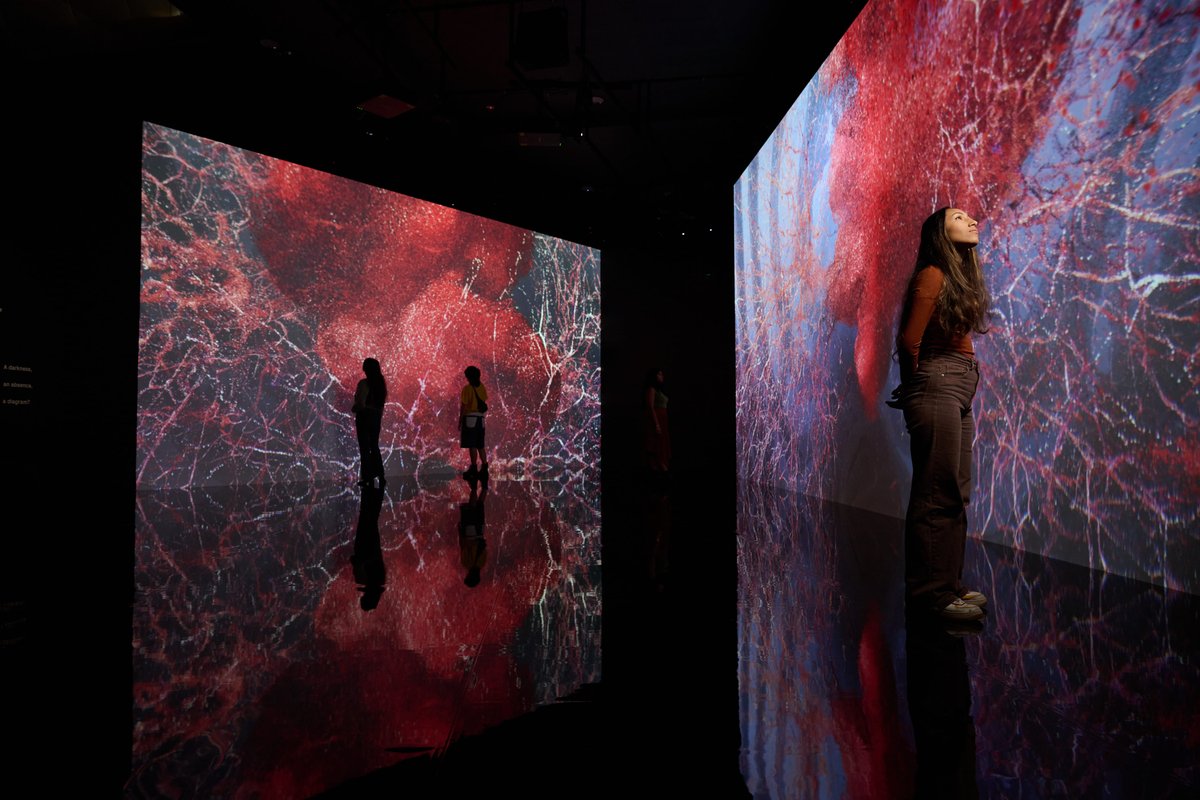 themediamajlis's tweet photo. Follow a single breath through the body. 🫁

The Evolver series, a meditation guided by Cate Blanchett, the journey of breath, and the breathing cell, follows the flow of oxygen through the body to the first human breath. Swipe through Evolver.

Part of All That is Unseen, opening 5 October at Media Majlis Museum.

All That Is Unseen, Evolver: Deep Listening Meditation. Photo © Eugene Hyland.

All That Is Unseen, Evolver: Journey of Breath. Photo © Eugene Hyland.

All That Is Unseen, Evolver: VR. Photo © Eugene Hyland.

#AllThatIsUnseen #MarshmallowLaserFeast #MediaMajlisMuseum #ACMI