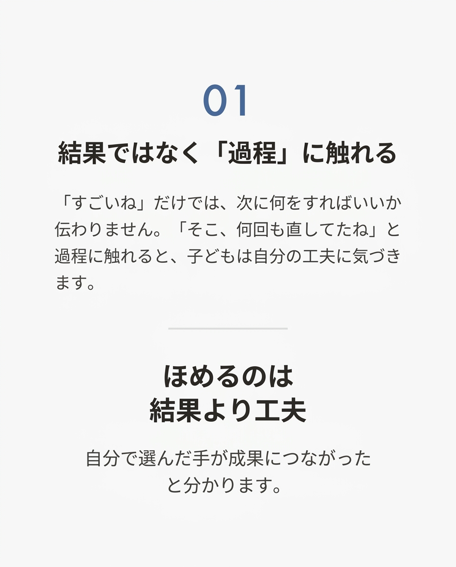 TatamiStudy's tweet photo. 「すごいね」は悪くないけれど、何がすごかったかは伝わらない。「ここ何回も直してたね」と過程に触れる。「どうやって作ったの」と聞く。この2つだけで、止まっていた手がまた動き出します。
#プログラミング教室 #子育て #TatamiStudy https://t.co/5KnSSpBqGZ