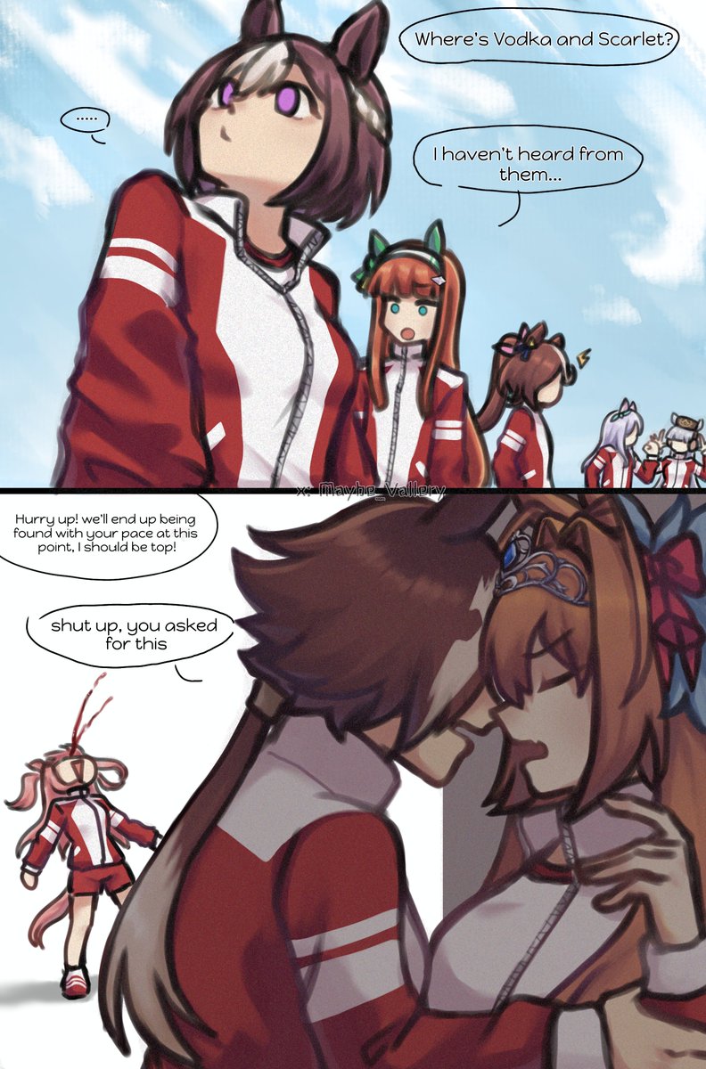 Maybe_Vallery's tweet photo. #vodsca pt 2 
yeah...they're taking their time

#umamusume #vodka #daiwascarlet https://t.co/5jrKmNCikZ