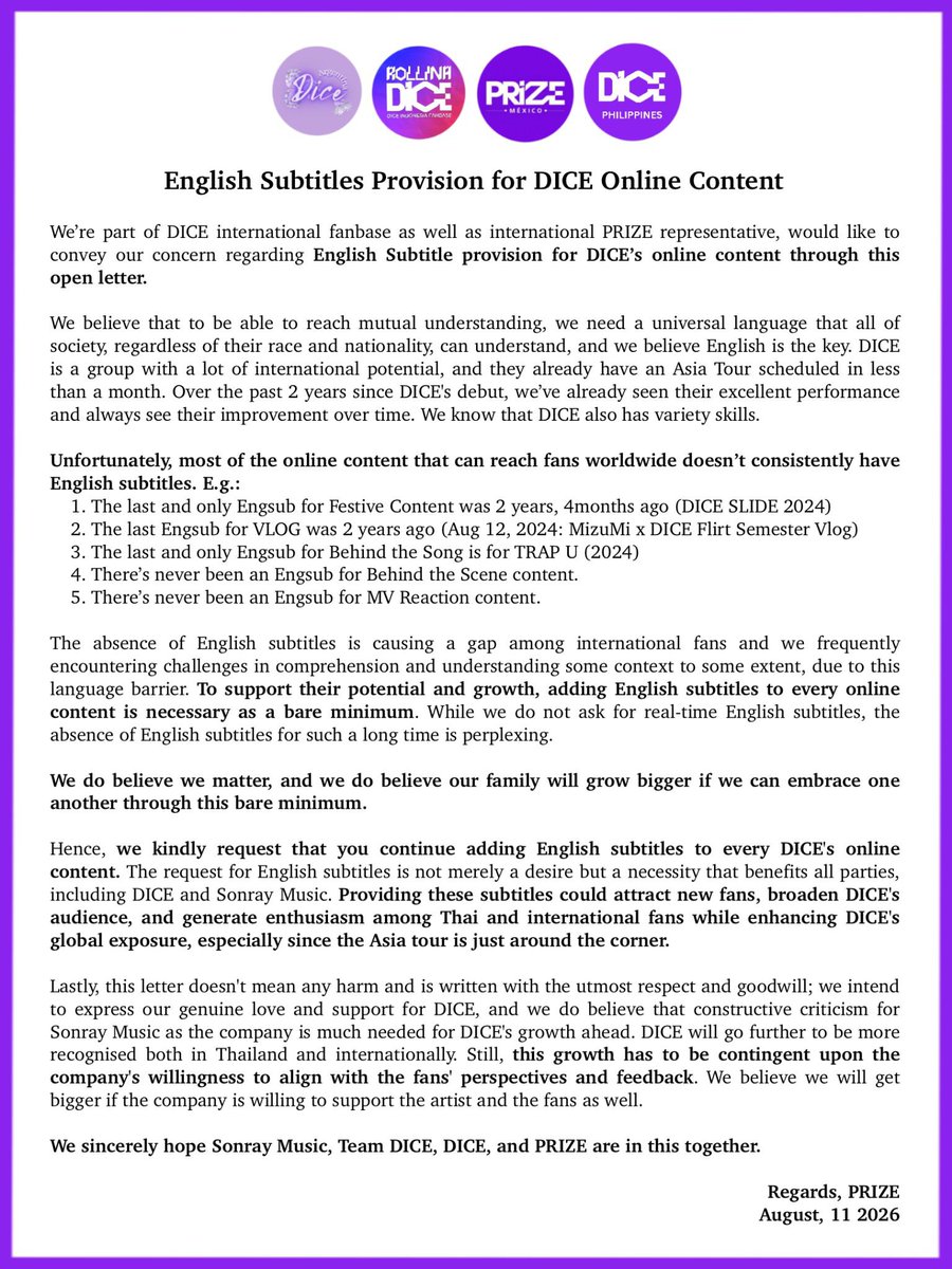 Dice_Argentina_'s tweet photo. An open letter to Sonray Music @sonraymusic @DICE_SONRAY regarding English Subtitles Provision for DICE online content.
BRING BACK ENG SUB FOR DICE
#EngSubForInterPRIZE
#DICE_SONRAY https://t.co/50AUZc2OJk