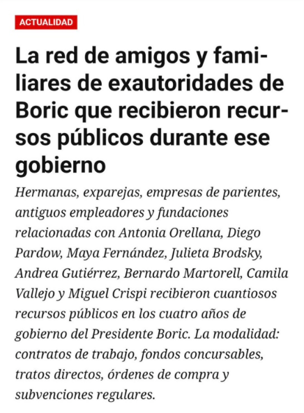 Iherreraa's tweet photo. Así es como toda la parentela se robaba la plata durante  el gobierno de Boric. Por eso no quedó nada en las arcas del estado. https://t.co/WI5zKOqCFC
