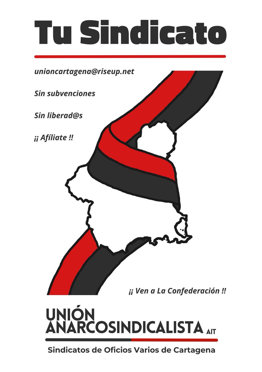 ua_cartagena's tweet photo. Afiliarse es el primer paso para empezar a transformar todo lo que te rodea.

Únete a la Unión Anarcosindicalista (AIT) de Cartagena 🌐 unioncartagena@riseup.net https://t.co/1ylRKmyE1j