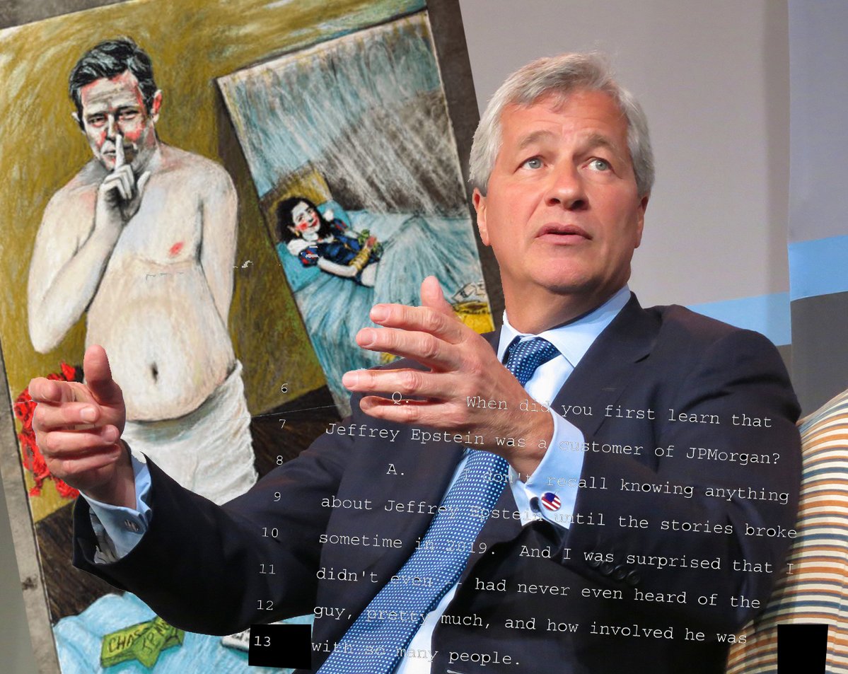 gregolear's tweet photo. Was Jamie Dimon, the longtime CEO of JP Morgan Chase, in the know about his company’s long and profitable relationship with Jeffrey Epstein? Or did the buck stop with his then-No. 2, James Edward “Jes” Staley?

Because one of them, apparently, is playing fast and loose with the truth.

What we know for sure is that Epstein was a big macher at his favorite bank. We know he helped the firm land other wealthy clients. Per the investigation of Senator Wyden, we know that over a 15-year period, JPM processed over a billion dollars—that’s billion with a “b”—in transactions across the late pedophile’s 134 JPM accounts that the bank retroactively flagged as suspicious. That’s $1,282,799,188 in sketchy transactions; Mammon only knows how much money passed through those accounts in total.

And we know that top JPM executives knew damned well who and what Epstein was.

What we don’t know for certain is if Jamie Dimon, JPM’s top banana, was among those executives in the know. He claimed, in a sworn deposition in May 2023, that he was not. And, because people in the media and in Washington tend to like Dimon, and because he didn’t hide behind his high-priced attorneys during questioning, and because perjury is a serious crime—albeit not one the last three Attorneys General have shown much of an interest in prosecuting, especially if the false witness is a rich and powerful white guy—everyone has pretty much taken him at his word.

But last month, at a closed Congressional hearing, Jes Staley—who before leaving the firm to head up Barclays was Dimon’s heir apparent, as well as JP Morgan’s primary liaison with the notorious child sex trafficker—claimed that he hipped his boss “on several occasions about criminal investigations into their client Jeffrey Epstein.” That seems to contradict what Dimon said at his own deposition.

As I see it, there are three possibilities here:

1) Jes Staley is full of shit.

2) Jamie Dimon is full of shit.

3) Both men are pretty much telling the truth.

Which is it? Let’s examine the case for each:

https://t.co/1eJnc6BmLk