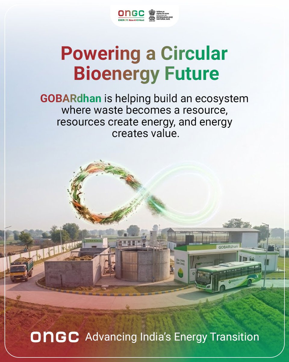 ONGC_'s tweet photo. #GOBARdhan #GOBARdhanScheme #WasteToWealth #CBG #BioEnergy
#EnergyNowAndNext #YouAreEnergy
@PetroleumMin | @HardeepSPuri | @OfficeofHSP | @TheSureshGopi | @Secretary_MoPNG | @neerajmittalias https://t.co/TWxWwoqeF6