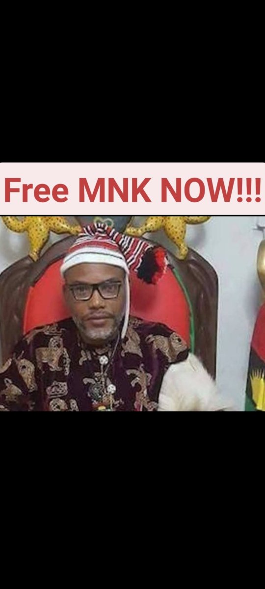 ObiJYkKg6QGWMAD's tweet photo. Free Mazi Nnamdi Kanu NOW!
Mazi Nnamdi Kanu must be free!!!
Asking for freedom is NEVER a crime!!! https://t.co/gbogE0kbx9