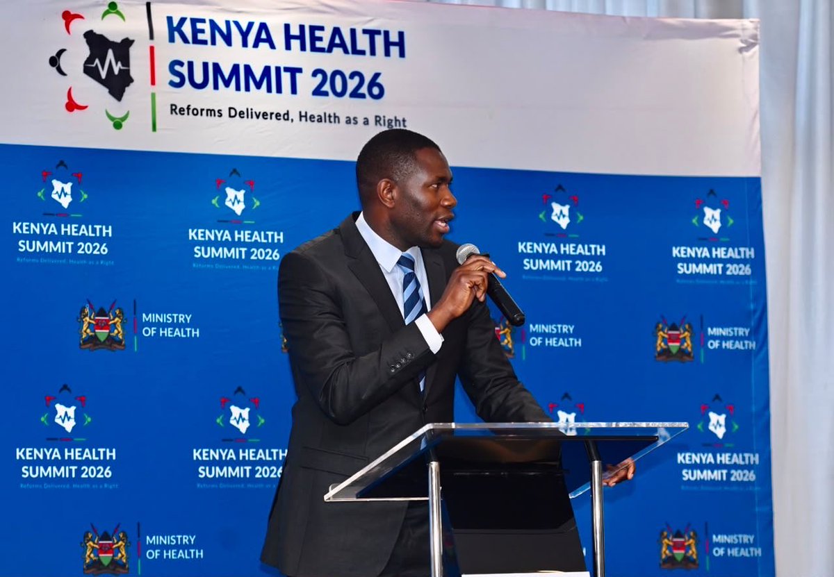 MOH_Kenya's tweet photo. Cabinet Secretary for Health Hon. Aden Duale highlights the Government’s commitment to ensuring every Kenyan can access essential health services without financial barriers.

Watch the Media Town Hall live: https://t.co/mygwNpgGO1

#KenyaHealthSummit2026 #HealthAsARight https://t.co/ThFS2LwEVV