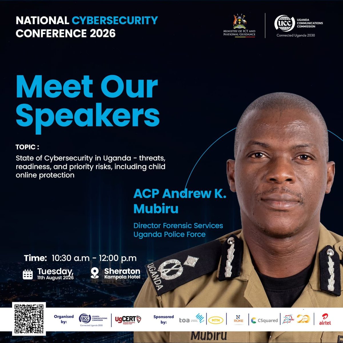 d_namugga's tweet photo. Delighted to have ACP Andrew K Mubiru Director Forensic Services Ug Police discussing the threats, readiness and priority risks today in the national cybersecurity conference 2026 @UCC_Official @ConsumerUCC @MoICT_Ug @GCICUganda #ChildOnlineSafety #CyberAwareUG #GoldenPosts https://t.co/FwOc8E0vBY