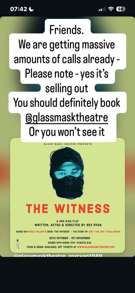 RexRyan89's tweet photo. Selling very fast friends @glassmaskdublin https://t.co/l3bpqdBjk1