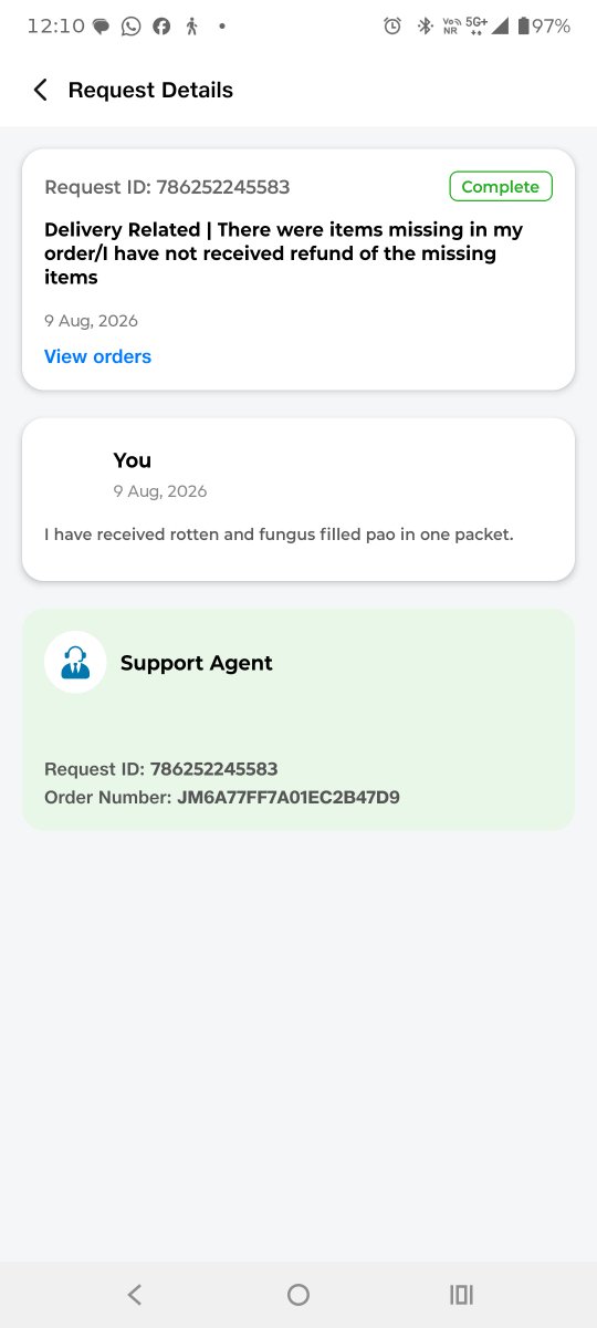manojtak01's tweet photo. @JioCare
@SherrilK8173 @JioMart_Support  received rotten Pao packet filled with fungus. Raised my issue on same day I.e. 09 aug 26. Got no solution.
Is this your service. https://t.co/xfgTFhStbo