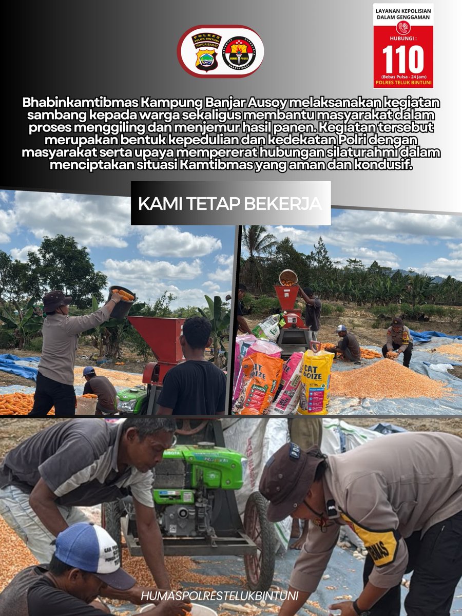 HumasPolrestel2's tweet photo. Bhabinkamtibmas kampung Banjar ausoy melaksanakan sambang kepada warga sekaligus membantu proses penggilingan padi.
.
#polriuntukmasyrakat
@divisihumaspolri https://t.co/GkoOXJXOfy