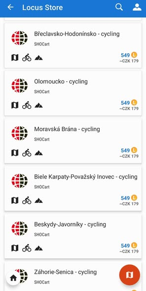locusmap's tweet photo. [CZ] Kvalitní mapy českého výrobce SHOCart patří ke klasice našeho portfolia.  Kromě skvěle čitelné topo vrstvy se spoustou turistických informací mapy obsahují značené, ale také neznačené doporučené, fyzicky projeté cyklotrasy s  klasifikací povrchů. Stahujte z Locus Store! https://t.co/IbZjhfAwln