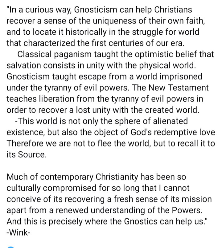 LucasJeff21641's tweet photo. Hmm. Not familiar with the distinctions there. I’m only familiar with satanism to the degree that I can contrast and compare with my own Christian theology. 
   From what I understand,-and correct me if I’m mistaken, but Satanists are after a peaceful anarchy, -not a friend of the archons who rule the earth. The satanist, for example, perceives the Roman Catholic Church as an archon gone bad. 
   Early Christians and the Gnostics held the same tensions between kings and rulers, and natural law. -I’ll attach some pics to read to explain more from the Christian view, the Institutional view of spirit-evil