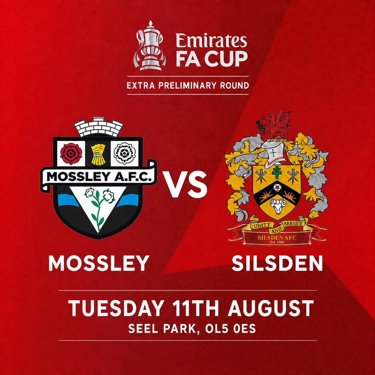 SilsdenAFC's tweet photo. 🏆| MATCHDAY

We make the trip to Mossley this evening for the FA Cup Extra Preliminary Round Replay!

Safe travels to everyone making the trip!

KO - 7:45pm

#UpTheSils https://t.co/jdnCugFNIA
