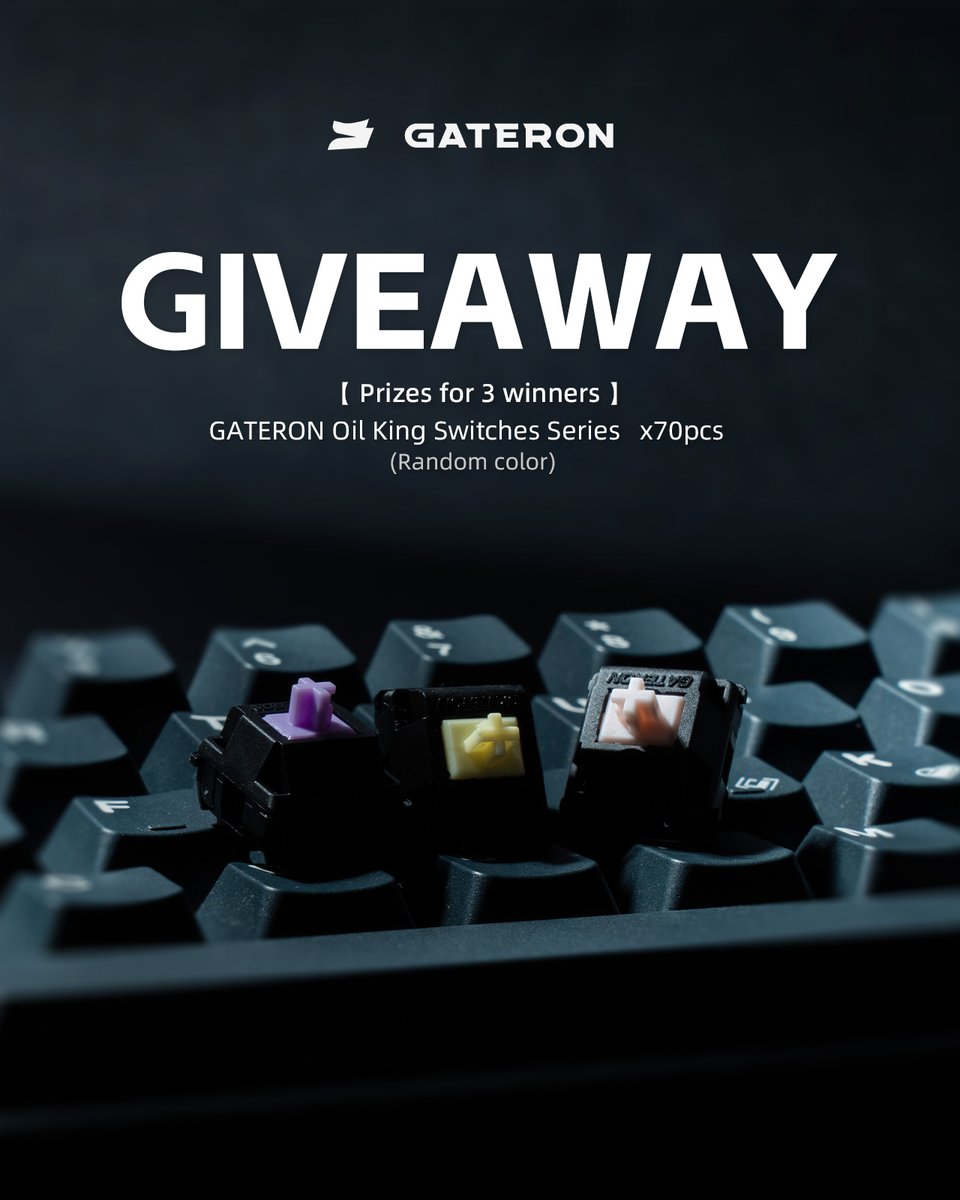 GATERONOfficial's tweet photo. 🎁 GIVEAWAY

We're giving away 1 jar of GATERON Oil King Switches (70 pcs) — smooth, heavy, and built for those who prefer a deeper touch.

To enter:

Follow @GATERONOfficial

Like & Retweet this post

Tag a friend 🖤

📅 Winner announced: Aug 21
🌍 Open worldwide

#GATERON #OilKing #Giveaway #LinearSwitch #KeyboardBuild