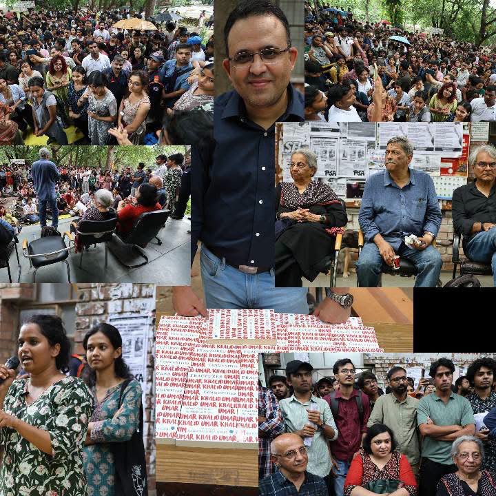 TeestaSetalvad's tweet photo. Movements are not born in a day : #JNUSU & #JNUTA have been courageous for over a decade of fascist assault. Held #Umar's Book Release anyway: #HappyBirthday #UmarKhalid @banojyotsna @kanhaiyakumar @FreeUmarKhalid1