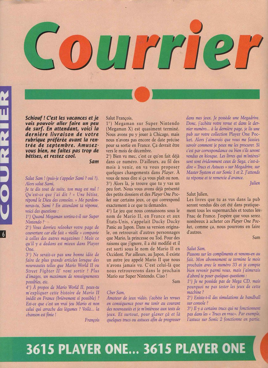 AllmightoFranky's tweet photo. On continue avec le "Courrier", puis la rubrique "Stop info" avec #JurassicPark qui arrivait sur consoles #Nintendo,puis du #MicroMachines sur #NES,#MrNutz et #NBAbasket sur #Snes et enfin du #StarWars sur #GameBoy!! 2/5 https://t.co/lch9DXOAkT