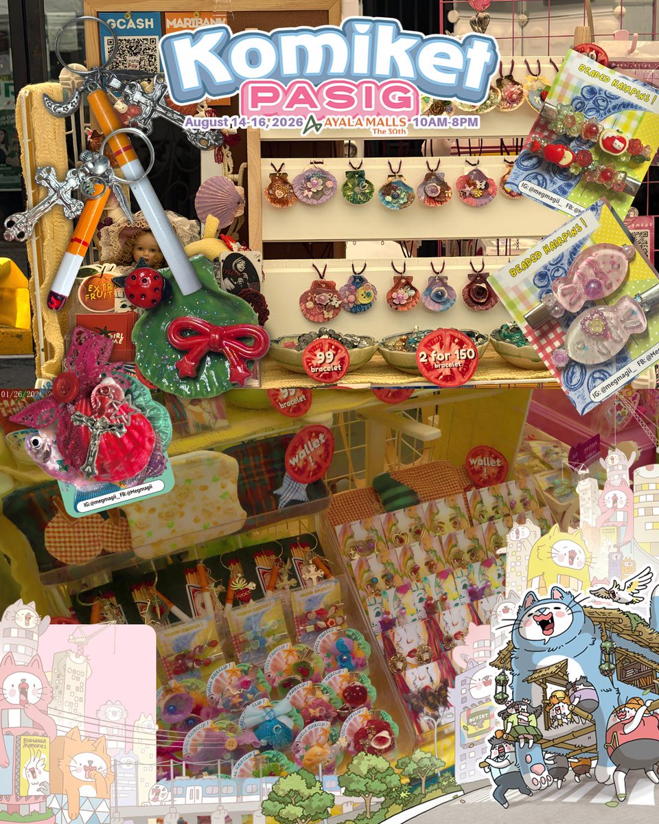 KomiketPH's tweet photo. 🍤 @Megmagi_ is a small student artist that loves to create random stuff from shells, laces, metals into jewelry! visit them at Table B2 for free stickers till stocks run out!

📆 August 14-16 (Fri-Sun)
⏰ 10am-8pm
📍 Ayala Malls 30th
🎟️ Entrance is FREE ❤️‍🔥

#SupportLocalCreators https://t.co/NN9zBAKkVA