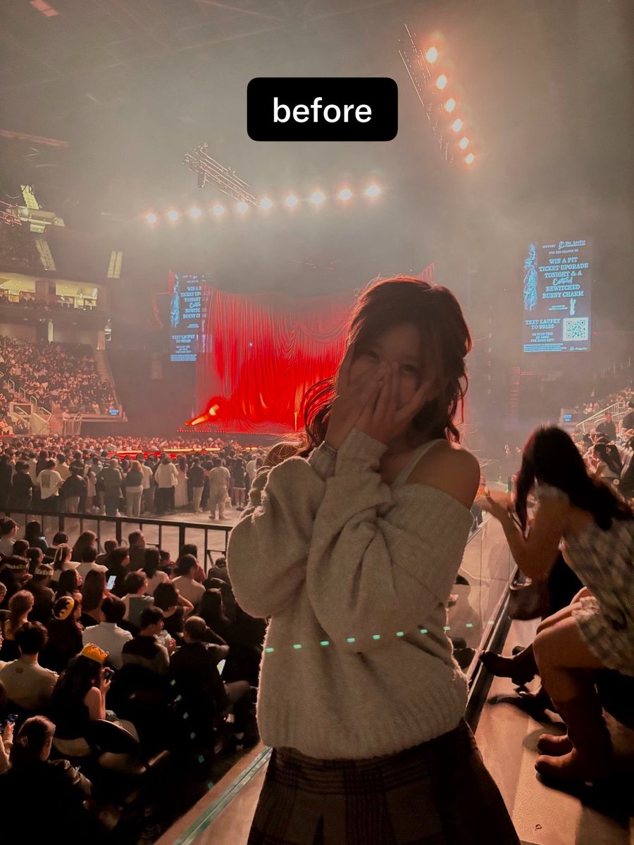 coernitis's tweet photo. kalo kalian punya foto di dalem venue konser yang lighting panggung dari belakang bikin muka jadi gelap, atau fotonya kena backlight padahal momennya bagus banget, coba pake fitur flashlight di meitu deh guys buat benerinnya😭👌🏻 https://t.co/iBBRXe83Kl