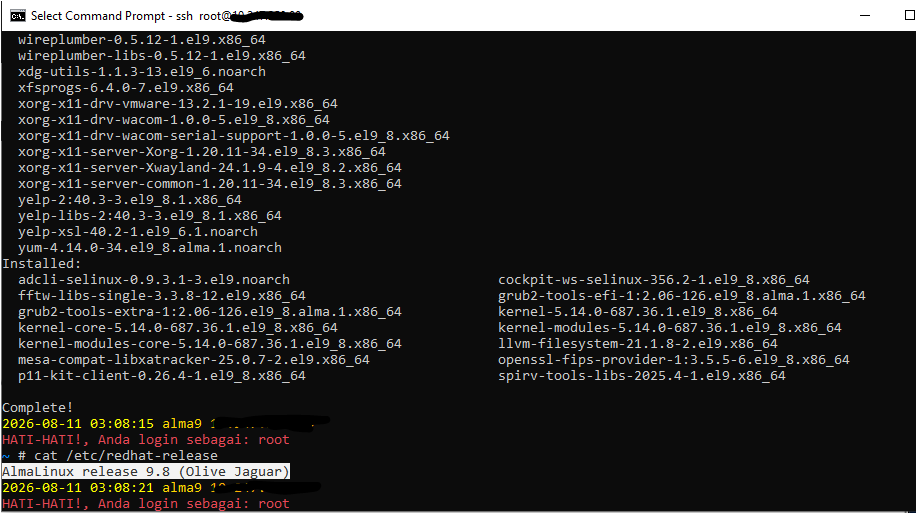 sep_moe's tweet photo. AlmaLinux release 9.8 (Olive Jaguar) https://t.co/gLyn7dqDKE
