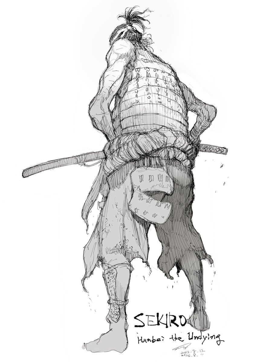 yamamotoshin7's tweet photo. SEKIRO 死なず半兵衛

かなり前の絵です。ちょっとだけ変形調整。

#隻狼 　#セキロ https://t.co/pkRNqRJCmX