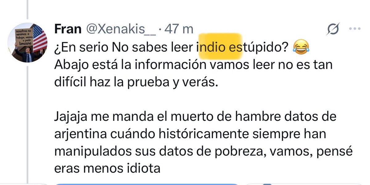 JMcCormick_X's tweet photo. @Xenakis__ @GeoffHernaxz @AlertaMundoNews “Nadie habló de indígenas” 

Lo dice el estúpido indio azteca: https://t.co/lp335qCJnO