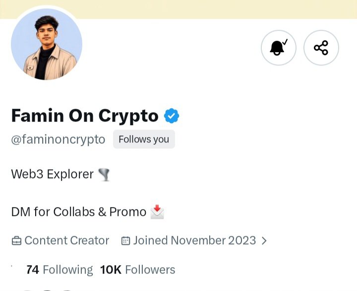 faminoncrypto's tweet photo. 10,000 followers. 🖤

From posting with almost no audience to building a community of 10K people — this journey has been anything but easy.

There were days with low reach. Days when posts got ignored. Days when I questioned if it was even worth continuing.

But I kept showing up.
Kept learning.
Kept building.
Kept posting. ⚡️

10K isn’t the destination — it’s proof that consistency compounds.

A huge THANK YOU to everyone who followed, liked, commented, reposted, or simply supported me along the way. 🤝

We’re just getting started.

Next stop: 20K → 50K → 100K 💥

Let’s build. 🫡