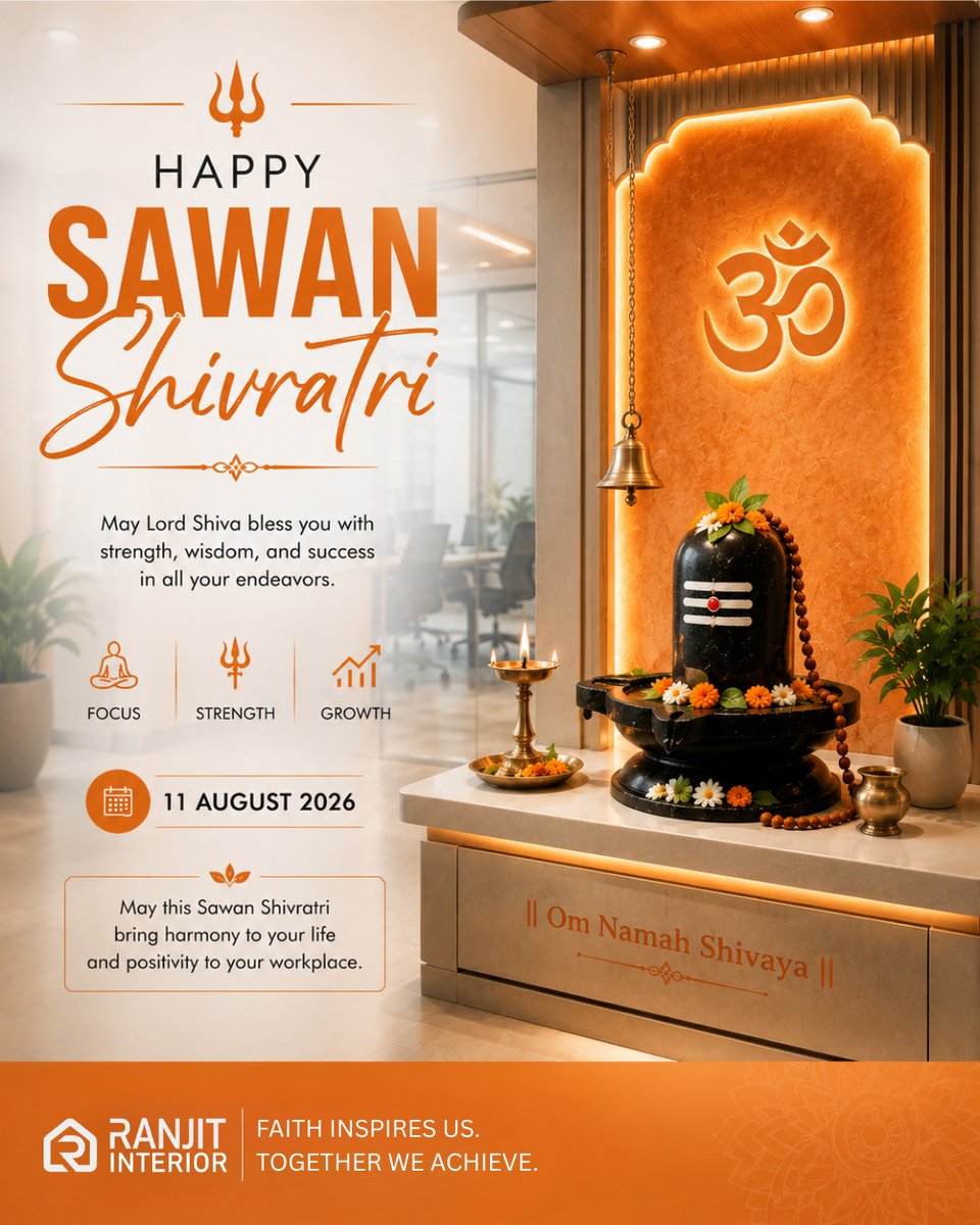 Ranjitinterior's tweet photo. May Lord Shiva bless your workplace with focus, strength, growth, and positivity. 🕉️✨
May this Sawan Shivratri bring harmony, success, and divine energy to every new beginning. 🙏🔱Om Namah Shivaya | Har Har Mahadev! 🪔#sawanshivratri #harharmahadev #omnamahshivaya #mahadev https://t.co/zTsibkELws