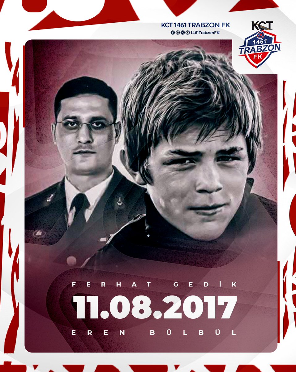 1461trabzonfk's tweet photo. 11 Ağustos 2017’de Maçka’da, PKK’lı teröristler tarafından haince şehit edilen yiğit evladımız Eren Bülbül ile kahraman Astsubayımız Ferhat Gedik’i, şehadetlerinin 9. yılında rahmet ve saygıyla anıyoruz. https://t.co/mJRpmIm7u2