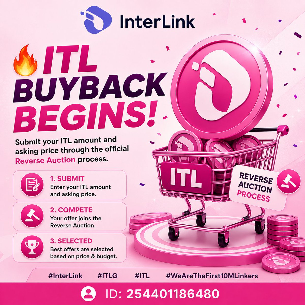 PSubbaiah65629's tweet photo. 🔥 ITL Buyback Begins!
Submit your ITL amount and asking price through the official Reverse Auction process.
#InterLink #ITLG #ITL #WeAreTheFirst10MLinkers https://t.co/QhtMHZfj1q