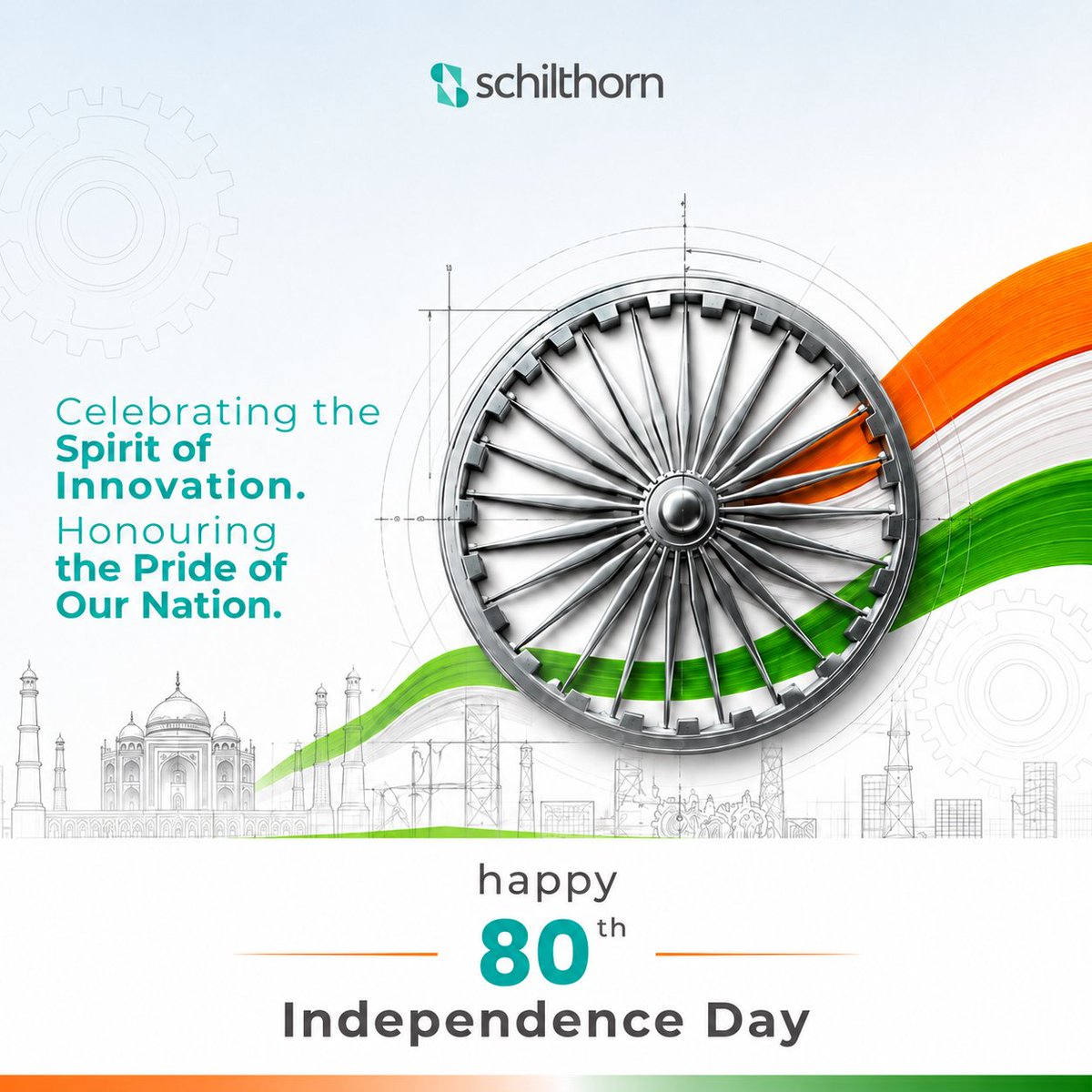 SPEL_INDIA's tweet photo. This Independence Day, Schilthorn celebrates India's journey of progress, engineering excellence and innovation and the vision of building a stronger future together.

Wishing everyone a Happy 80th Independence Day! 🇮🇳

#IndependenceDay #IndiaAt80 #Manufacturing #Schilthorn https://t.co/bWW8gNZKN9