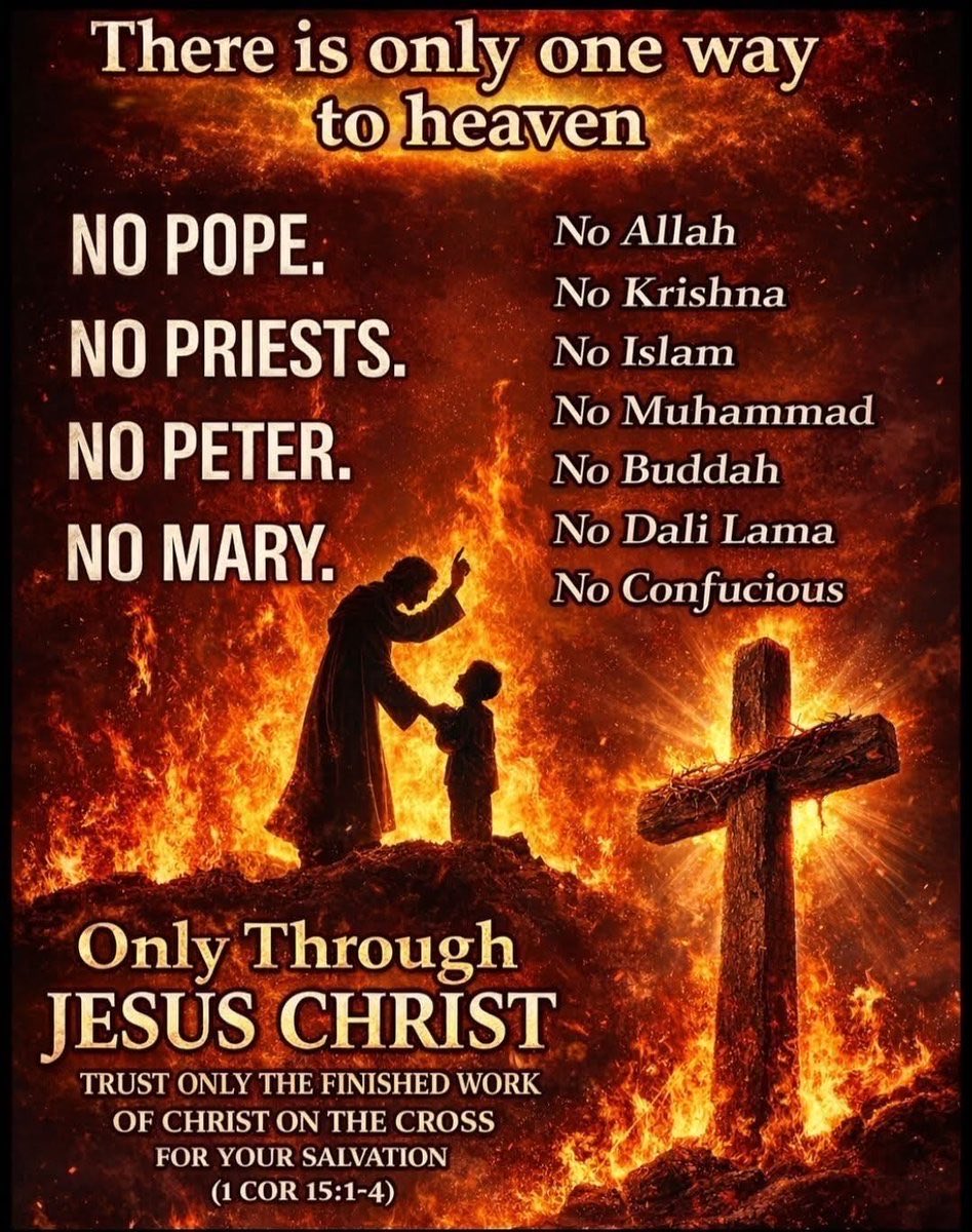 jbulldogs4's tweet photo. The Bible teaches that there is no other way to salvation than through Jesus Christ. Jesus Himself says in John 14:6, “I am the way, the truth, and the life. No one comes to the Father except through me” https://t.co/hIHbltDPSG