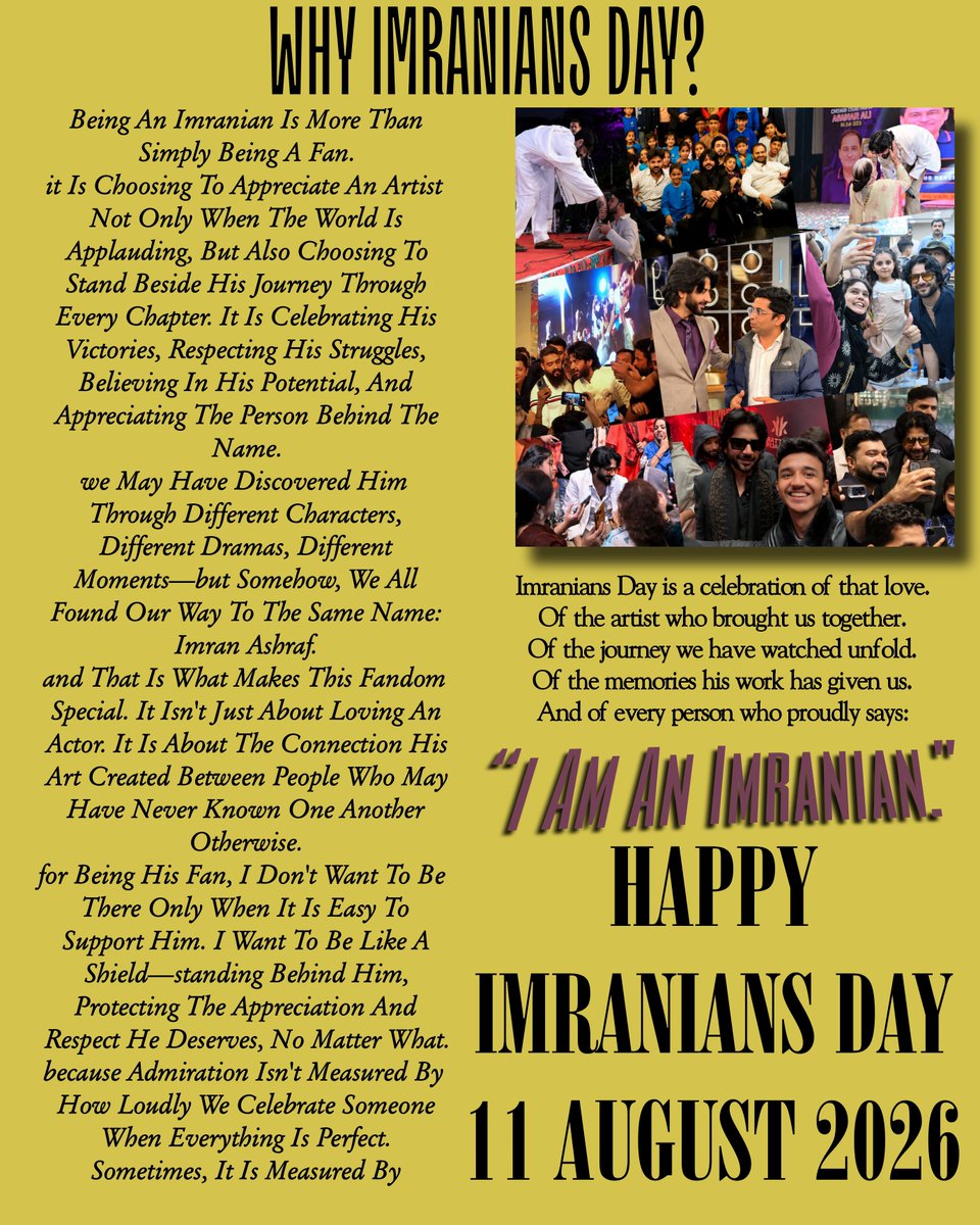its_saba_20's tweet photo. He gave us characters to remember, performances to cherish, moments to celebrate—and somehow, along the way, he gave us each other.
Proudly an Imranian. 🖤
HAPPY IMRANIANS DAY | 11.08.2026
#HappyImraniansDay #ImranAshraf @IamImranAshraf https://t.co/Fhp8GQ9pLI