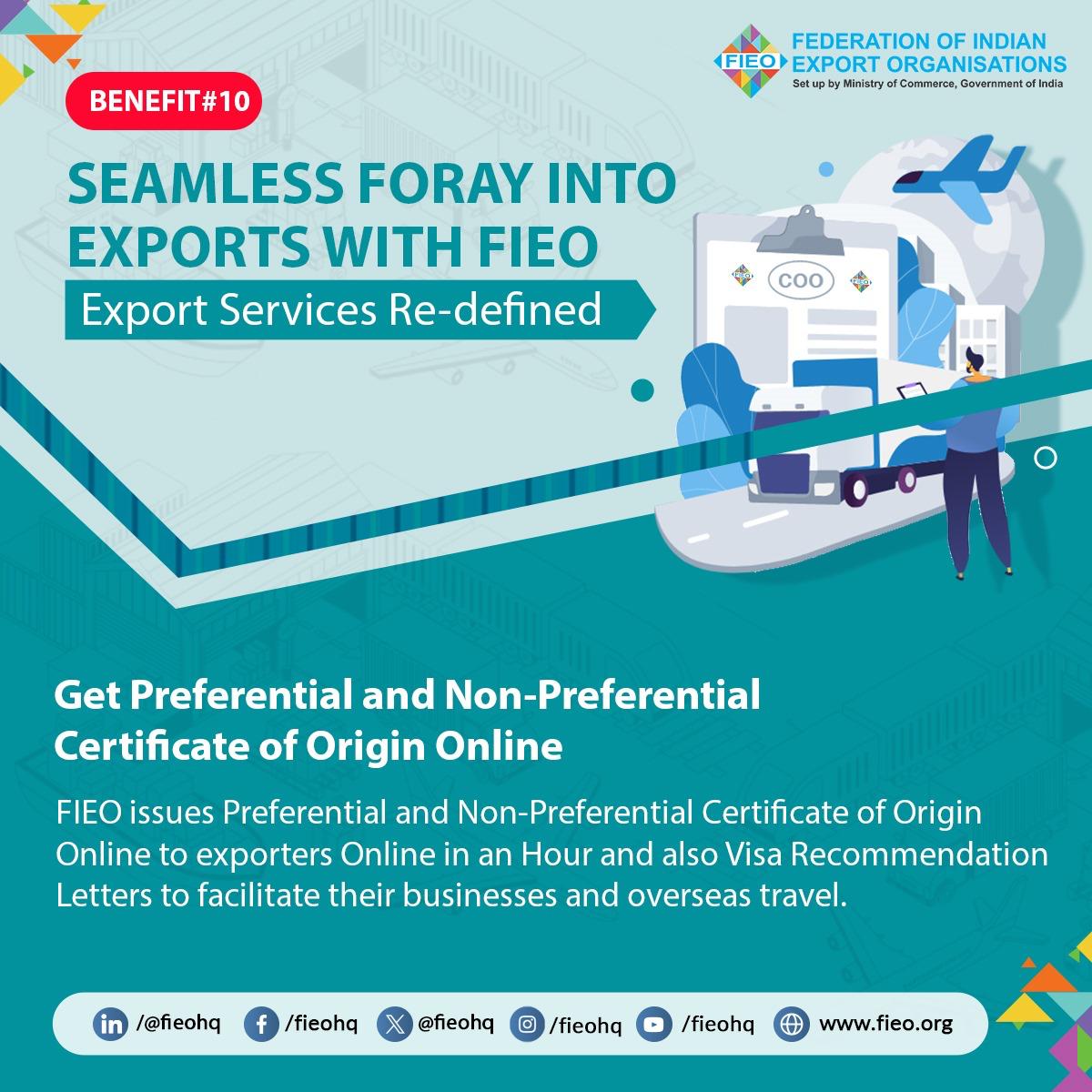 FieoHq's tweet photo. 🎯 Why Become a FIEO Member?
✅ BENEFIT #10
📄Get Preferential & Non-Preferential Certificate of Origin Online 🌏✔️

📞 Want to know more?
👉Book a call with our Membership Team now!
🔗 https://t.co/S3T5PNaY4d

✨ Join India's Leading Export Community!
#ExportServicesRedefined
#FIEO61 #FIEODJC2026 #FIEODiamondJubilee #DiamondJubileeCelebrations

📲Follow us for more export success stories & updates!
X | Facebook | Instagram | LinkedIn | YouTube | 🌐https://t.co/SF4JPVoEgu