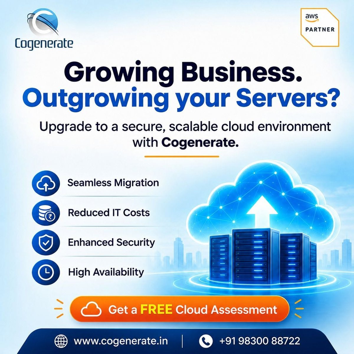 cogeneratetech's tweet photo. #CloudMigration #CloudConsulting #AWSPartner #Cogenerate

Growing Business. Outgrowing Your Servers?
It’s time to move to a secure, scalable cloud environment with Cogenerate.

Checkout this post: https://t.co/cPsGVh2bwL
📞 +91 98300 88722 | 🌐 https://t.co/Olm7sJCVMT https://t.co/4gP4ihJy2g