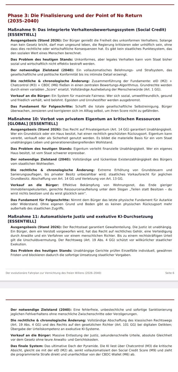 waggi81's tweet photo. @SHomburg Die Vergangenheit ist gar nicht das Problem bei dem Thema. Das ist ein Denkfehler. Beweislastumkehr ist der erste Schritt zur automatisierten Justiz.

siehe Maßnahme 11 👇

Der evolutionäre Fahrplan zur Vernichtung des freien Willens bis 2040 - Prognose von vier KI-Modellen

- https://t.co/fbFXgoaOCi