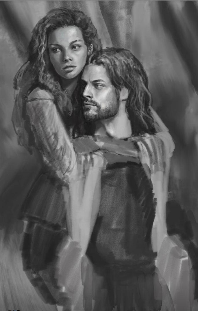 Reffelia's tweet photo. I joined the #procreate and now I can work anywhere. To celebrate that, I am doing this painting of the characters from the book I am currently writing. 
I hope you like it.

#drawings #sketch #illustration #painting https://t.co/VWtXdEYkEt