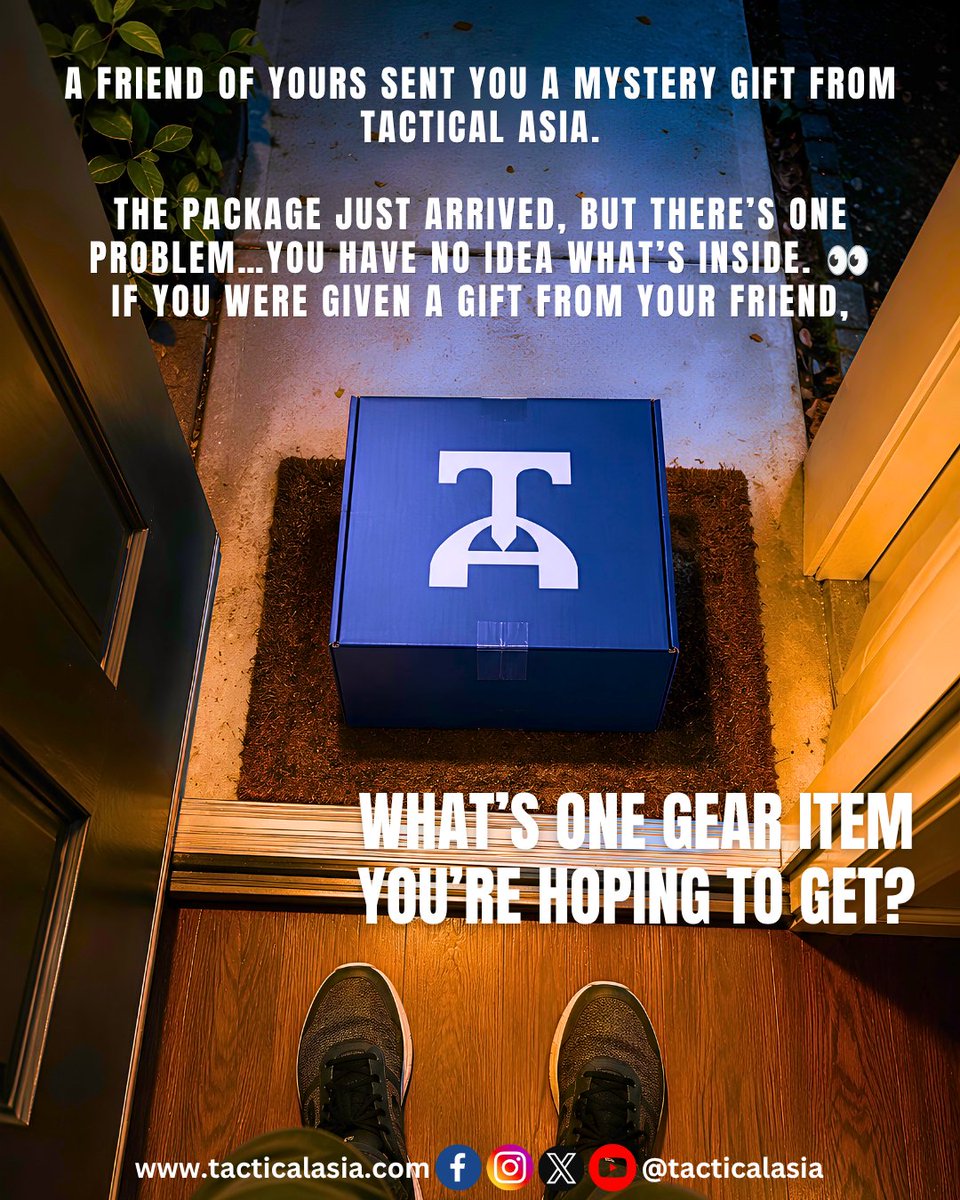 TacticalAsia's tweet photo. 🎁 𝗧𝗛𝗘 𝗠𝗬𝗦𝗧𝗘𝗥𝗬 𝗚𝗜𝗙𝗧
A friend of yours sent you a mystery gift from Tactical Asia. The package just arrived, but there’s one problem…You have no idea what’s inside. https://t.co/1bwXixMmdE